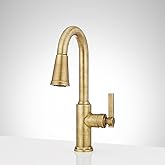 Signature Hardware 953746 Greyfield 1.8 GPM Single Hole Pull Down Bar Faucet - Aged Brass