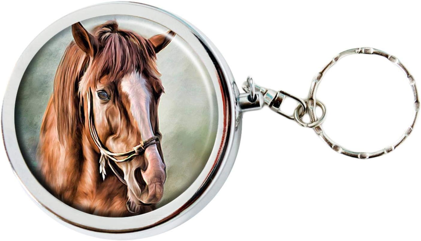 Okworld Horse Face Ashtray Portable Travel Size Pocket Purse Ashtray Keychain with Cigarette Holder