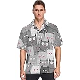 visesunny Mens Casual Button Down Short Sleeve Hawaiian Shirt Aloha Shirt