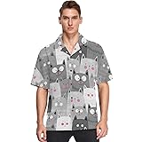 visesunny Hawaiian Shirt for Men Cat Animal Short