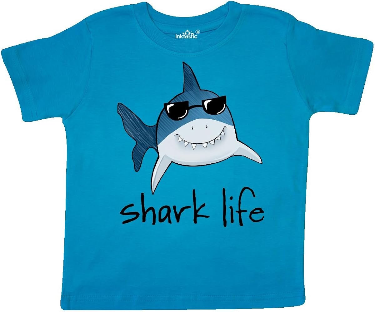 inktastic Shark Life Fun Shark with Sunglasses Toddler T-Shirt