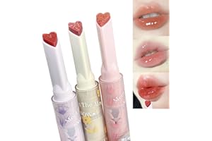 FLANOID 3 Colors Jelly Lipstick,Tinted Lip Gloss Heart Shape Lip Stain,Mirror Hydrating Jelly Love Lipstick,Long Lasting Moisturizing Tinted Lip Balm,Non-sticky,Vivid Color Glossy Lip Gloss Lip Makeup(1#2#3#)