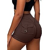 Avanova Women Booty Shorts with Pockets Scrunch Butt Lifting Yoga Workout Gym Biker Cargo Shorts