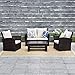 Wisteria Lane Outdoor Patio Furniture Set, 5 Piece Garden Rattan Sofa Wicker sectional Sofa Seat with Coffee Table,Brown
