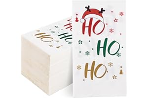 Homlouue Christmas Guest Napkins 3-Ply Ho Ho Ho Paper Napkins for Christmas Holiday Party Decoration Winter Xmas, Christmas Napkins Disposable For Bathroom Kitchen Home Powder Room, 100 PCS