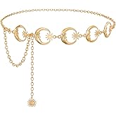 SUOSDEY Western Metal Concho Belt for Women Pirate Waist Chain Belt for Boho Dresse Country Concert Outfit