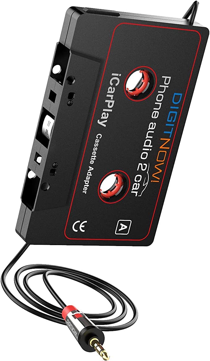 DIGITNOW! Car Audio Cassette Adapter, Tape Adapter to Play Smartphone Music via Cassette Deck, 3.5MM AUX Universal Cable for Car, MP3 Player, Phone(Black)