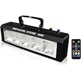 Strobe Stage Lights Sound Activated, 100W RGB LED Strobe Light, Halloween Light Effect with Remote Control, Professional DJ Party Lights for Banquet Host