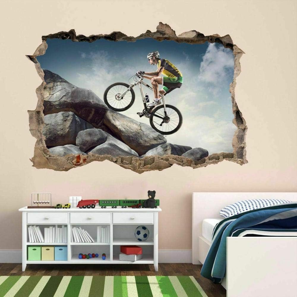 3D Wandsticker 50X70 Cm/19.7X27.6 Zoll，Mountainbiking，Selbstklebende