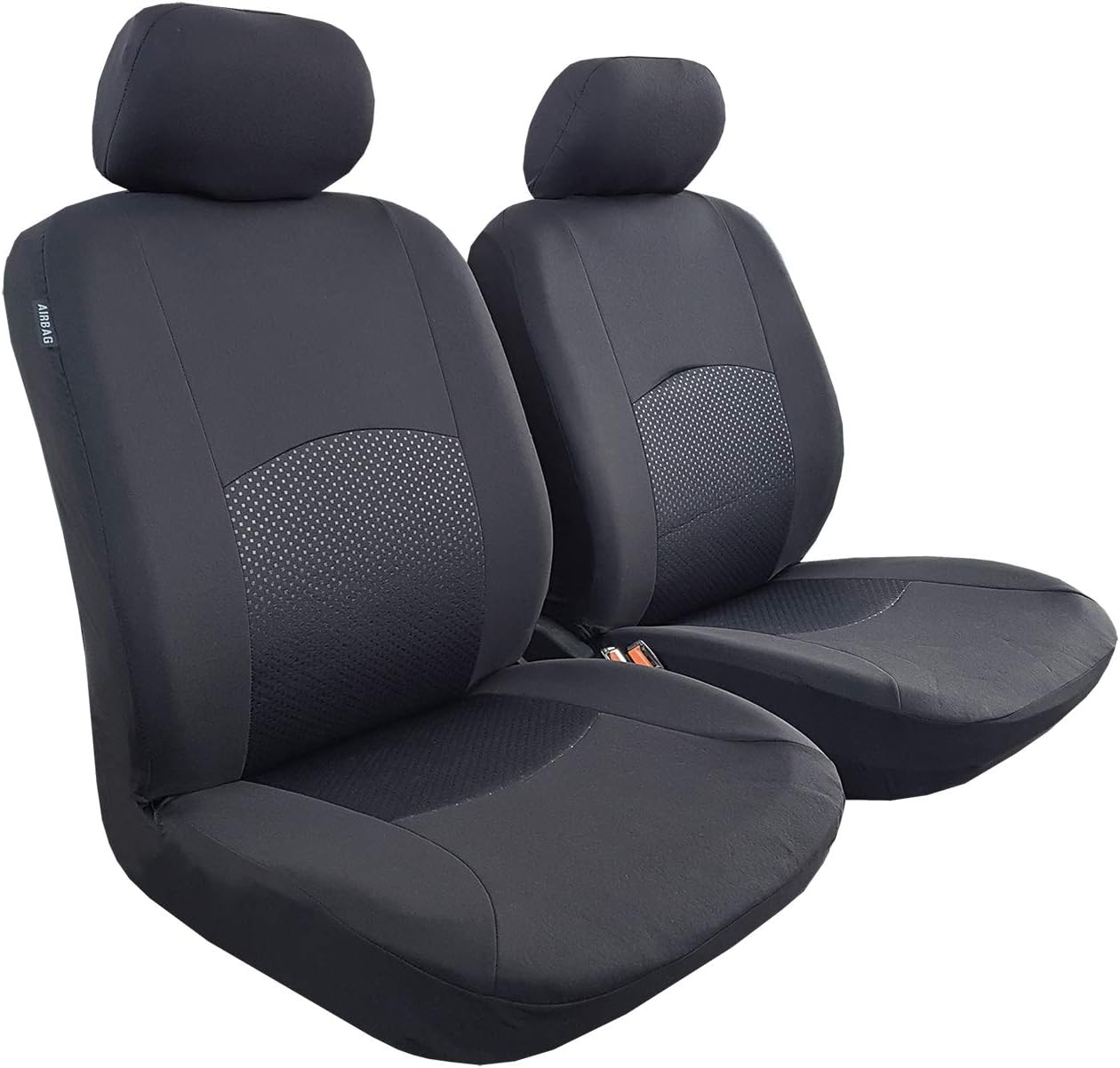 CAMERRI Front Seat Cover for Cars Trucks SUV Toyota Corolla Tacoma 4Runner Camry Honda CRV Nissan Rogue Sentra Frontier, Black Grey Set Low Bucket Airbag Compatible