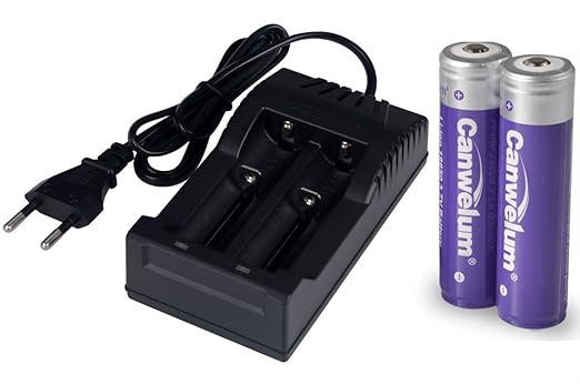 title=Canwelum- Caricabatteria e Batterie Litio 18650 3,7 V, Batteria Ricaricabili