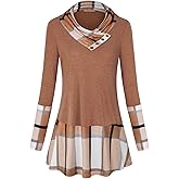 Miusey Women's Long Sleeve Cowl Neck Form Fitting Casual Tunic Top Blouse