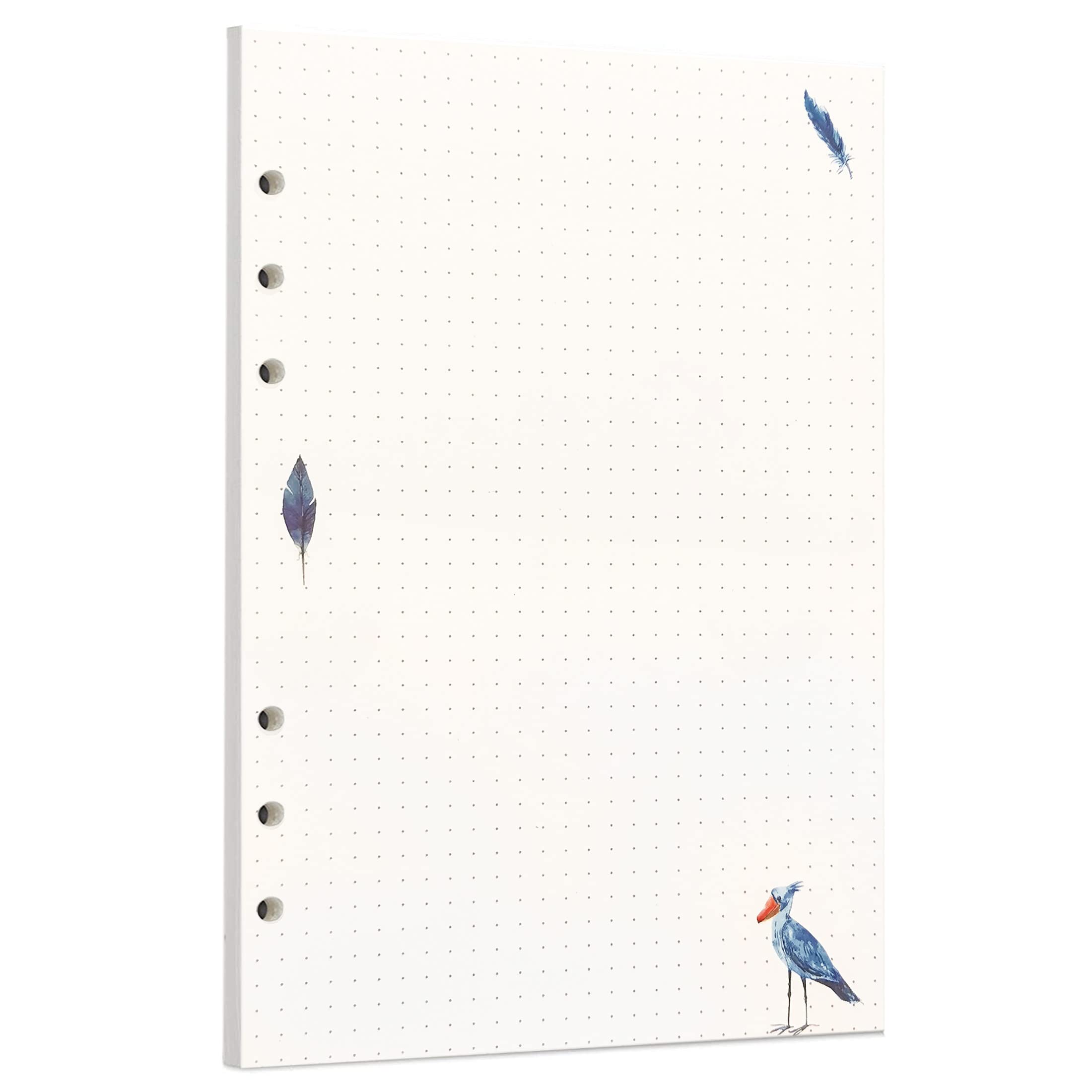 Zelten Colorful Loose Leaf Punched Paper Refills Paper for 6 Hole Binder Personal Organizer Diary Notebook Refillable Planner (Rainforest Dotted, A5)