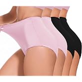 GAI YI 4Pack Women's High-Waist Light Tummy Control Girdle Panties Full Coverage Underwear Ladies Panties for Women