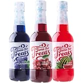 Time For Treats 3-Pack Cherry, Blue Raspberry, Watermelon Syrup 16.9 Fluid Ounce Per Bottle for Snow Cones, Homemade Sodas, Cocktails, Coffee, Baking and More