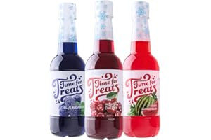 Time For Treats 3-Pack Cherry, Blue Raspberry, Watermelon Syrup 16.9 Fluid Ounce Per Bottle for Snow Cones, Homemade Sodas, Cocktails, Coffee, Baking and More