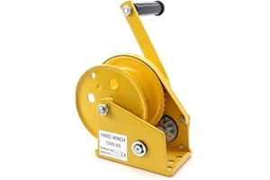 QWORK Hand Winch, 1200lbs Manual Crank Worm Gear Winch, Marine Two-Way self-Locking Gear Winch Handle Crank Towing Winch for 
