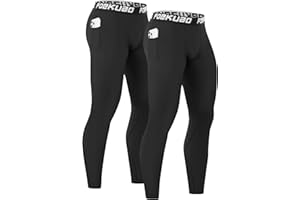 Poekuao Compression Pants for Men with Pockets Running Leggings Workout Tights Base Layer for Athletic Gym Basketball