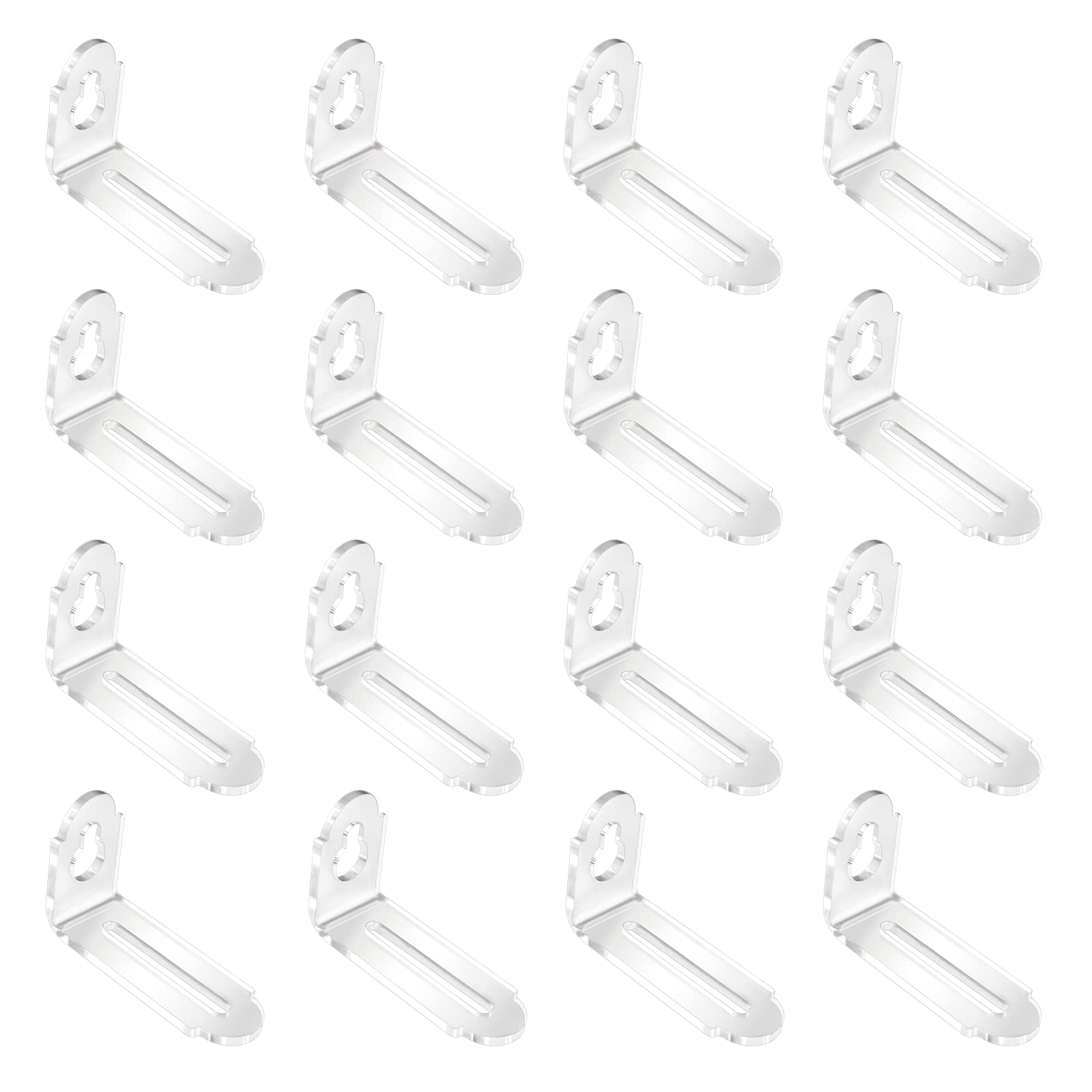 INCREWAY 16 PCS Polished Transparent Acrylic Bracket, Right Angle Bracket Clear 90 Degree Corner Brace for Furniture Wood Box Fixation