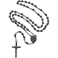 FaithHeart Rosary Beads Catholic Necklace for Men, St Michael/St Christopher/Virgin Mary Prayer Rosaries with Crucifix Cross Stainless Steel Praying Rosary Necklace
