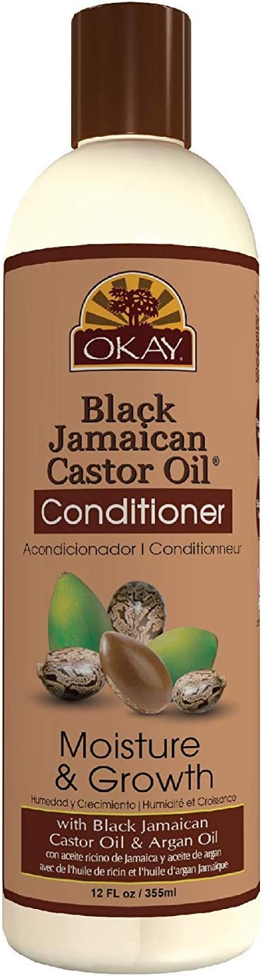 OKAY | Black Jamaican Castor Oil Conditioner | For All Hair Types & Textures | Revive - Moisturize - Grow Healthy Hair | with Argan Oil & Shea Butter | Free Of Parabens, Silicones, Sulfates | 12 Oz