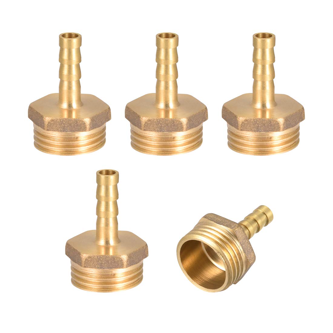 sourcing map Brass Hose Barb Fitting,Connector,6mm Barb x G1/2 Male Pipe Adapter,5 pcs