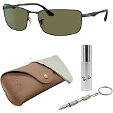 Ray-Ban RB3498 Rectangle Sunglasses with Official Eyewear Kit