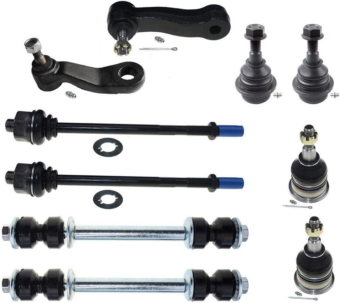DLZ 10 Pcs Front Suspension Kit-2 Upper 2 Lower Ball Joint 2 Inner 2 Outer Tie Rod End 1 Pitman Arm 1 Idler Arm Compatible with Chevrolet 1500 HD/2500 HD/3500 HD 2001-2010