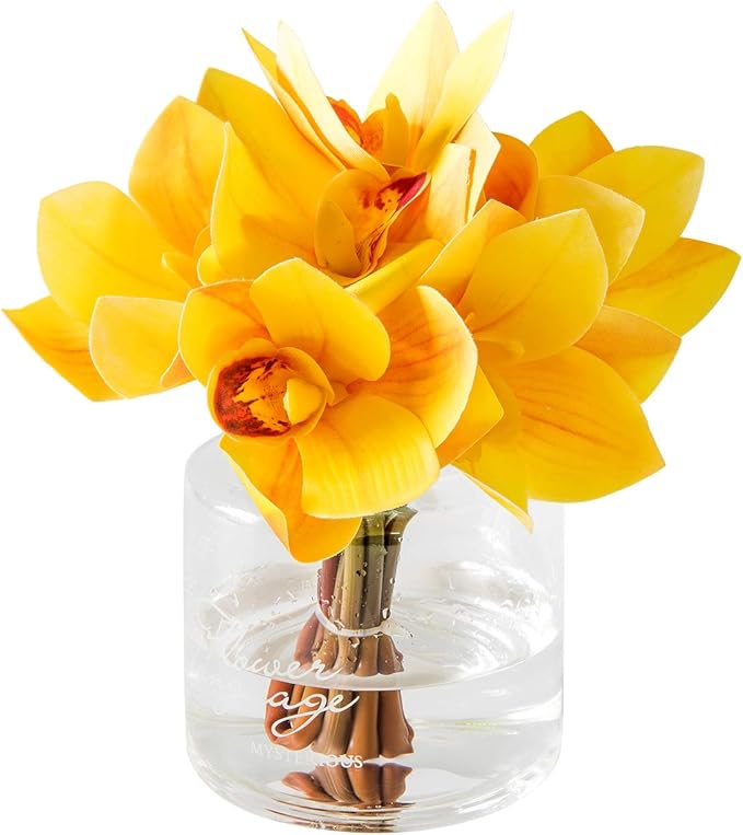 Fresh home,Artificial Flowers with Vase, Fake Felt Orchid