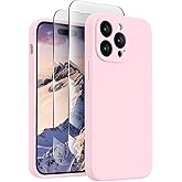 FireNova Designed for iPhone 14 Pro Max Case, Silicone Upgraded [Camera Protection] Case with [2 Screen Protectors], Soft Anti-Scratch Microfiber Lining Inside, 6.7 inch, Chalk Pink