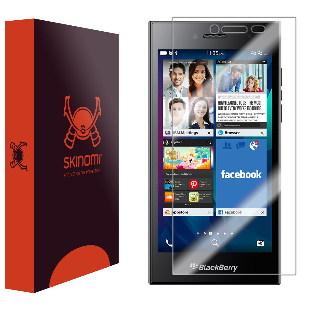 BlackBerry Leap Screen Protector (Full Coverage), Skinomi® TechSkin - HD Clear Film Ultra High Definition Invisible & Anti-Bubble Shield