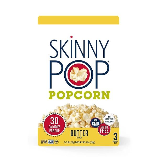 SKINNYPOP POPCORN, BUTTER MICROWAVE, 2.8OZ, 12 BOXES (3 BAGS PER BOX)