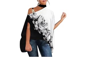 Binmer Womens Off The Shoulder Flowy Tops Casual Batwing Sleeves Blouses Elegant Boho Floral Print Evening Party Tunic Shirts