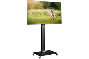 Neothm Rolling TV Stand with Wheels for 32-75 Inch TVs, Swivel Portable TV Stand with Tilt, Height Adjustment | 110 lbs Capacity | MAX VESA 600x400mm for Bedroom, Outdoor, Living Room