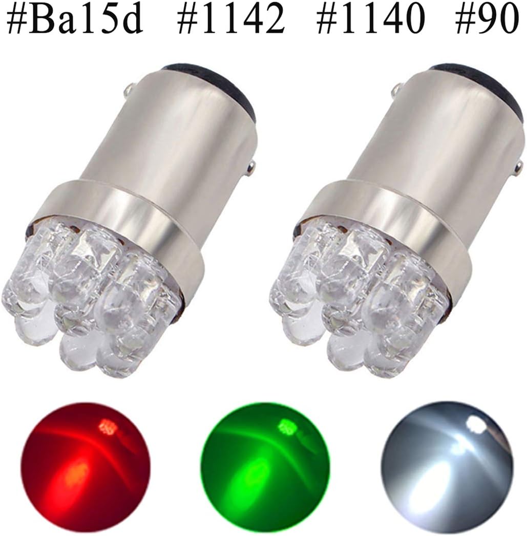 Shangyuan 1004 LED Bulb, 1142 LED Bulb, 90 LED Bulb, Ba15d LED Bulb, Boat Light Bulbs, Mini Marine LED Bulb for Navigation Light Stern Light Courtesy Light Running Light 12 Volt, 2PCS