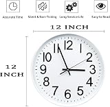 Esteopt Wall Clock 12 Inch Silent Non-Ticking Modern Plastic White view 2
