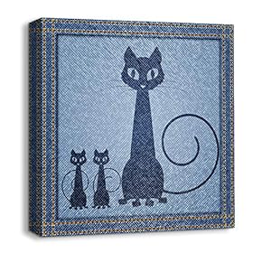 Canvas Wall Art Beautiful Jeans Fabric Feature Painting Artwork for Home Prints Framed - 12x12 inches