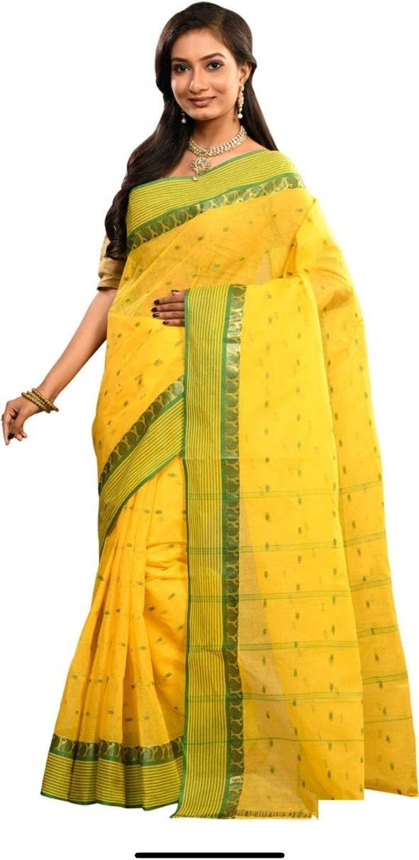 PINKKART Bengal Cotton Handloom Women Soft Saree Light Weight Sari Handwoven by Weavers Party wear 705