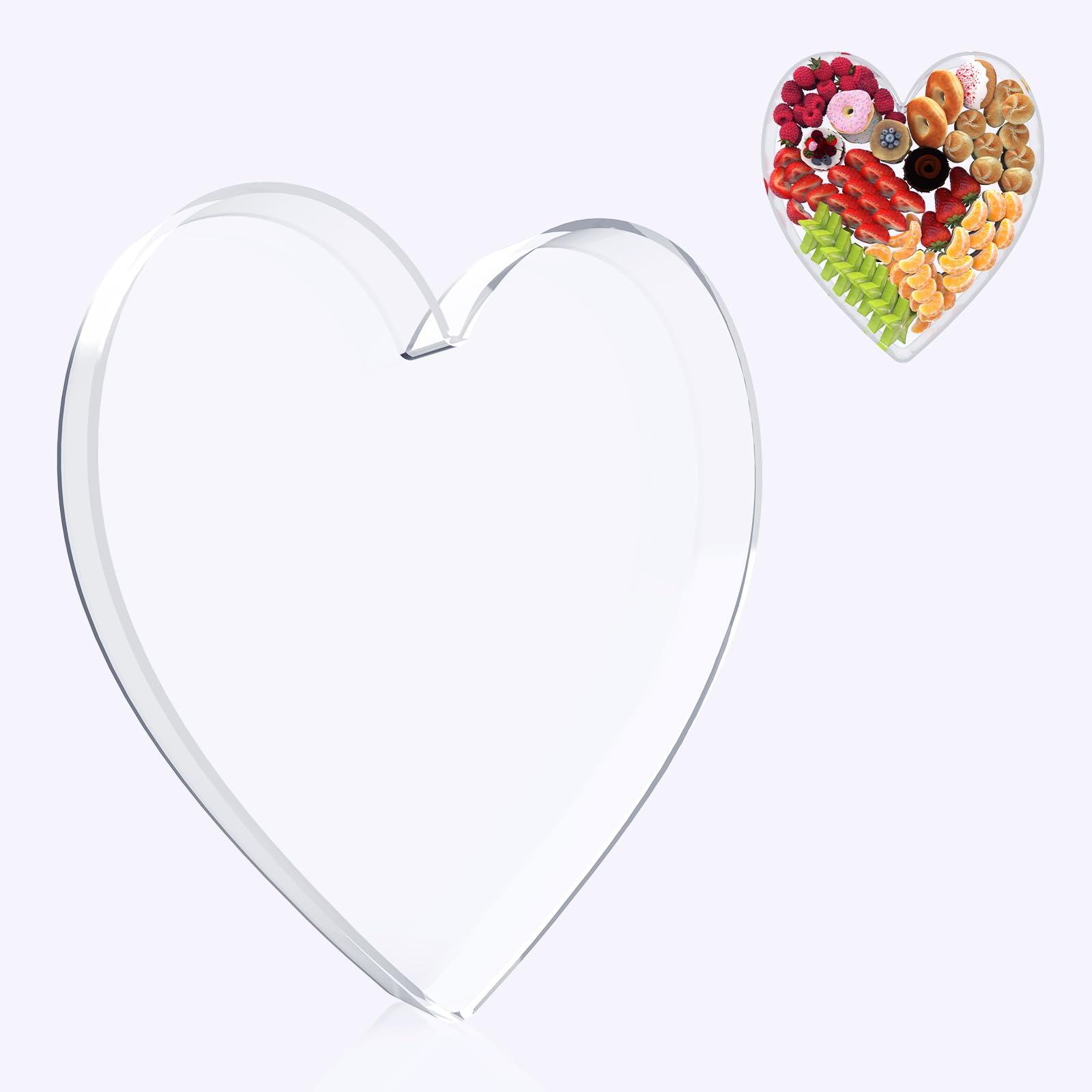 Photo 1 of 11" Acrylic Heart Shaped Charcuterie Board, Heart Plates for Dessert Appetizer Display, Love Serving Tray for Valentines Day Birthday Anniversaries Table Decorations Supplies