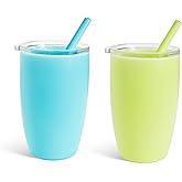 Munchkin® Simple Clean™ Toddler Sippy Cup Tumbler with Easy Clean Straw, 10 Ounce, 2 Pack, Blue/Green
