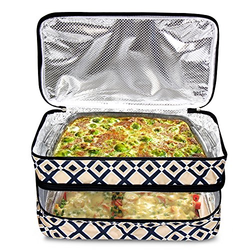 Zodaca Double Casserole Insulated Carrier Bag, Times Square Khaki Black - Thumbnail 2