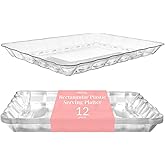 12 Clear Plastic Serving Trays & Platters - 9"x13" Rectangular Disposable Party Platters for Events & Parties - Serving Tray