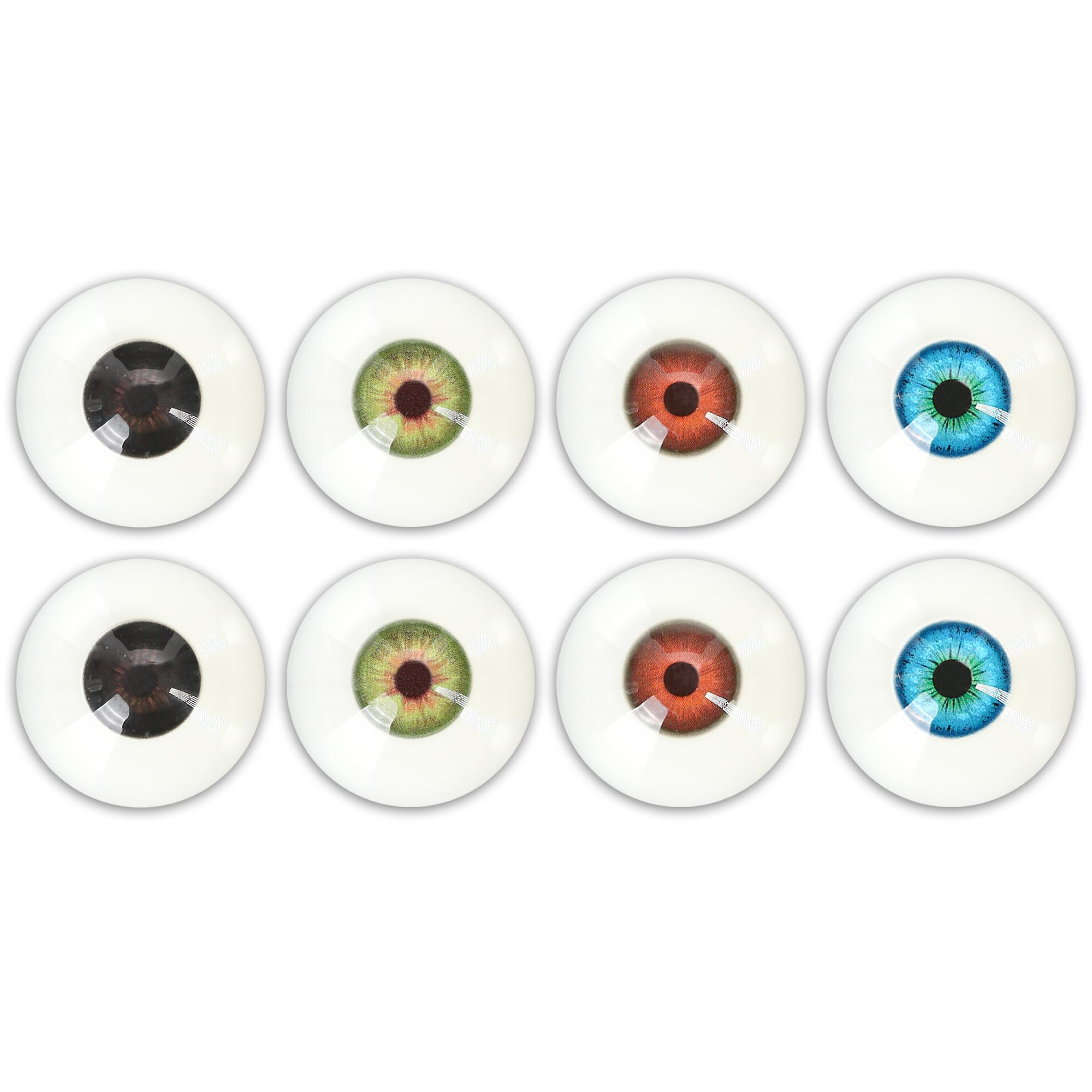 Photo 1 of 32 mm Colored Human Fake Eyeballs for Halloween Cosplay - Plastic Large Doll Eye Acrylic Party Decor Sculptures Prop 8Pcs 4 Colors (Black, Brown, Green, Blue)