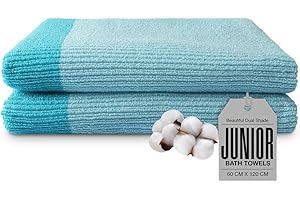 Kinton Crafts Blue Junior Organic Bath Towels Set of 2, Towels for Bathroom, Luxury Bath Towels, Cotton Bathroom Towels, Travel Towel 500 GSM, Gym Towel, Shower Towels 47 x 24 inch