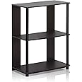 Furinno JAYA Simple Design 3-Tier Bookcase / Bookshelf / Display Rack, Plastic Tubes, Walnut