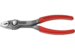 KNIPEX 8201-150 Twin Grip Slip Joint Pliers, Adjustable Opening Width, Screw Removal, Holds Worn Bolts, Nuts and More; Plasti