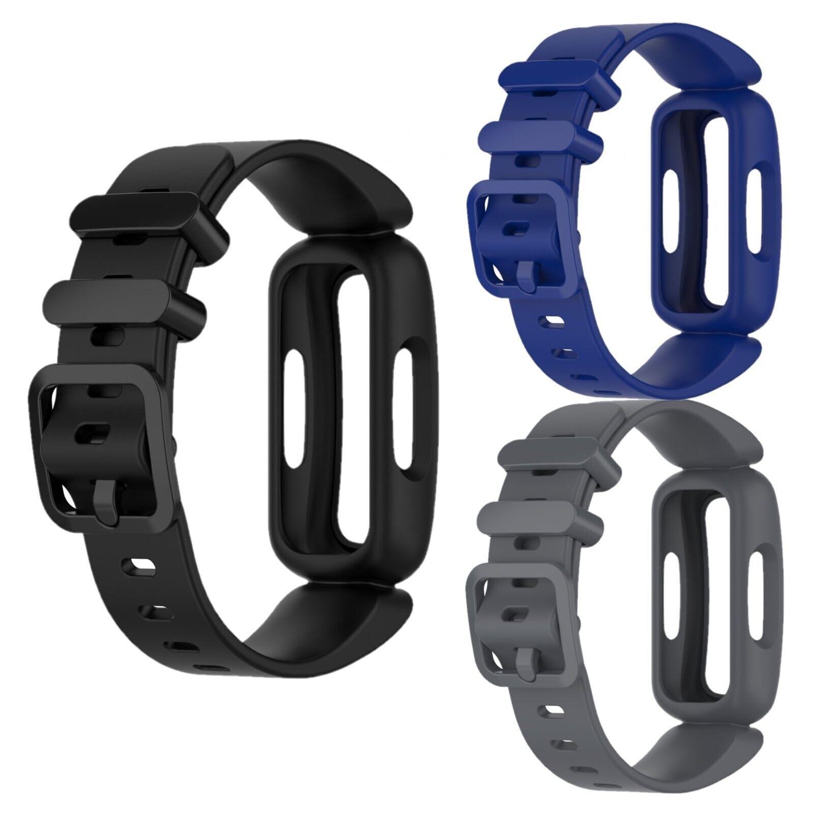 Panda Bobo Compatible with Fitbit Ace 3 for Kids, Soft Silicone Waterproof Bracelet Accessories Sports Watch Strap (3 Pcs - Set B)