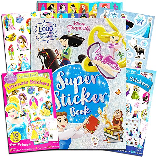 Parragon Disney Princess Sticker Activity Book Super Set -- 3 Disney Princess Frozen Sticker Activity Books (Over 1800 Stickers Total)