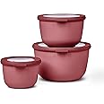 Mepal – Multi Bowl Cirqula 3-Piece Set – Food Storage Container with Lid - Suitable as Airtight Storage Box for Fridge & Freezer, Microwave Container & Servable Dish - 500, 1000, 2000ml - Vivid mauve