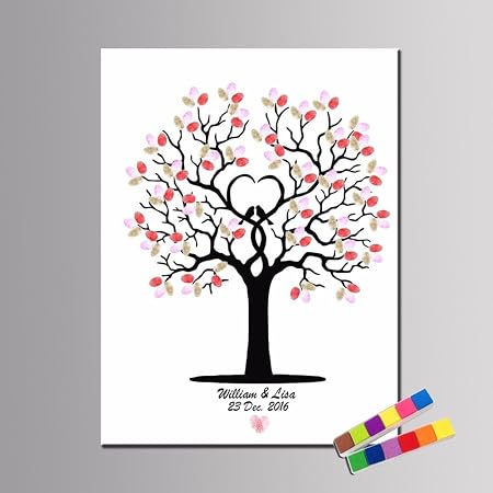 Empreinte Digitale Signature Toile Arbre Livre D Or Oiseau Animal